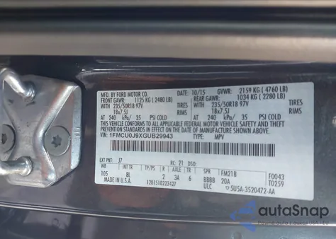 2016 Ford Escape Titanium from USA, damaged, VIN 1FMCU0J9XGUB29943